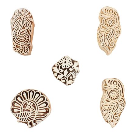 Set of 5 Piece New Mix Wooden Printing Blocks